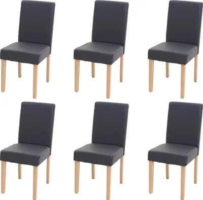 Produktbild von 6er-Set Esszimmerstuhl Stuhl Küchenstuhl klassisch und zeitlos  | HxBxT 90x43x56cm | Sitzhöhe 45cm |  Kunstleder  |  helle Beine |  Grau matt