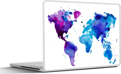 Produktbild von MuchoWow® Laptop Aufkleber Sticker Cover Weltkarte - Aquarell - Lila - Kinder - Jungen - Mädchen 30x21 cm - Sticker für Laptop - Selbstklebend
