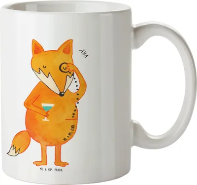 Produktbild von Mr. & Mrs. Panda Kaffeebecher Fuchs Lord - Weiß - Geschenk, Spruch Lustig, Teebecher, Schick, Trinkbecher, Monokel, Cocktail, Kaffeetasse, Neugierig, Pott, Teetasse