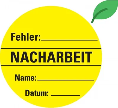 Produktbild von Dreifke® Organisationsetikett Nacharbeit, gelb, ökologische Folie, Ø 60 mm, 1...