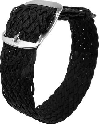 Produktbild von Minott | Perlonband schwarz Textilgewebe geflochten Dornschließe, Stegbreite:22mm, Schließe:Silbern