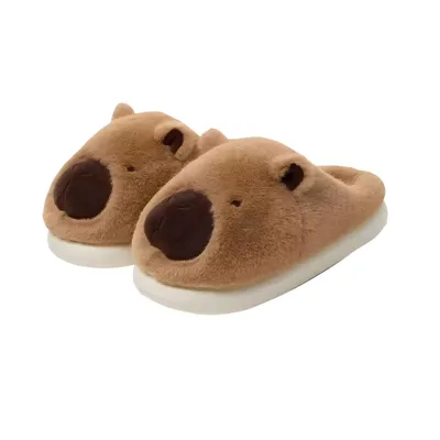 Produktbild von Capybara Hausschuhe – Niedliche Hausschuhe mit Capybara Motiv – Kuschelige Plüsch Hausschuhe