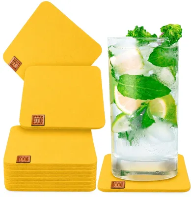 Imagen del producto de Posavasos de fieltro, 13 x 11 cm, paquete de 10 unidades, para bebidas
