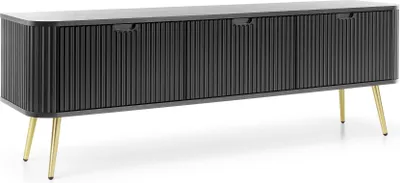 Produktbild von FURNLUX Fernsehtisch Zova Schwarz Und Gold 168cm / Hauptfarbe: Schwarz / Abmessungen: 168 x 57 x 39 cm