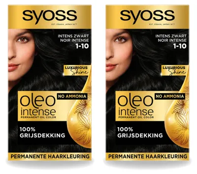Immagine prodotto di 2 confezioni di SYOSS Oleo Intense 1-10, colorazione permanente per capelli - Nero intenso - Confezione vantaggiosa - 2 pezzi