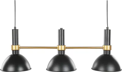 Produktbild von BELIANI Hängeleuchte Schwarz und Gold Metall 3-flammig runde Schirme für Esszimmer Industrie Look Elegant Klassisch