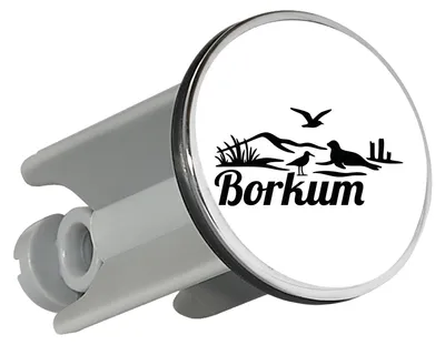 Produktbild von Huuraa Waschbeckenstöpsel Borkum Strandmotiv 4cm höhenverstellbar Abflussstopfen Geschenkidee