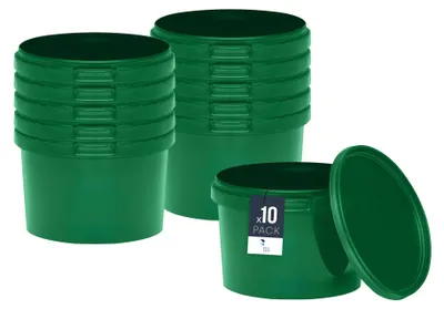 Obrázok produktu pre BenBow vedro s vekom 0,5 l x10 zelené - bezpečné pre potraviny, robustné, vzduchotesné, nepriepustné, bez zápachu - plastové vedro s rukoväťou - prázdne