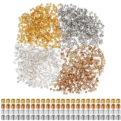 Quetschperlen 2000 Stück, Messingrohr, 2 mm, 4 Farben