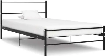 Produktbild von vidaXL Bettgestell Schwarz Metall 90×200 cm - Bettgestell - Bettgestelle - Bettrahmen - Bettrahmen