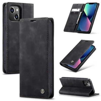 Produktbild von König Design Hülle kompatibel mit iPhone 14 Plus Kunstleder Handyhülle - Handy Case Schwarz