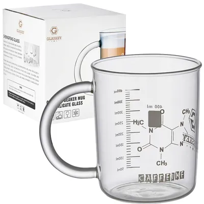 Productafbeelding van Borosilicaat theeglazen mok, 400 ml met handvat, vaatwasmachinebestendig