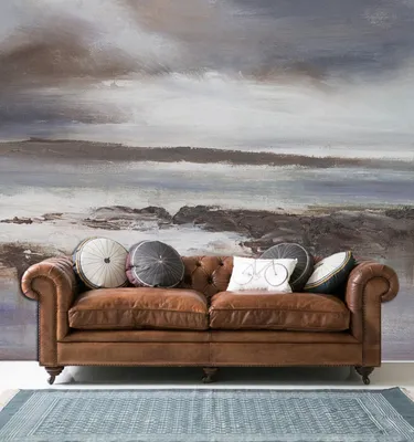 Produktbild von Coloray Fototapete 290x290 cm Vlies-Fototapete - Stürmischer Stranddesign ölwind windig paradise aquarelle tropisch