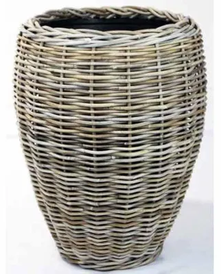 Productafbeelding van Drypot vaas rotan d48h62cm (top d43cm) grijs Van der Leeden