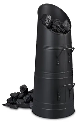 Image de Seau à granulés - Seau à charbon - Métal - 12 litres - Noir avec 2 poignées