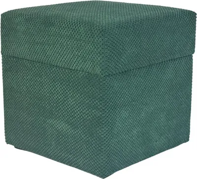 Zdjęcie produktu dla Pufa welurowa ZEFIR DOT 40x40 cm kwadratowa z pojemnikiem pufa tapicerowana otwierana do salonu butelkowa zieleń