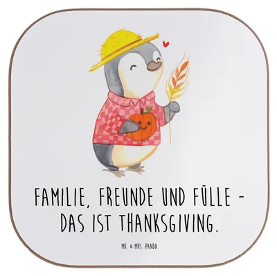 Produktbild von Mr. & Mrs. Panda Untersetzer für Gläser Erntedankfest Freunde & Fülle - Weiß - Geschenk, Geschenke, Familienfeste, Tischuntersetzer, Familie, Freude teilen, Feiertag