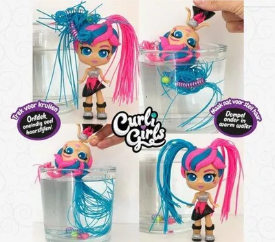 Produktbild von Silverlit Curli Farbe Magie Puppe mit magischen Haaren zum Stylen, Lockenstab & Haarschneider, 9x6x14cm