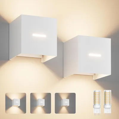 2er-Set Außen-Wandleuchte mit G9-Lampe 3000K, Weiß