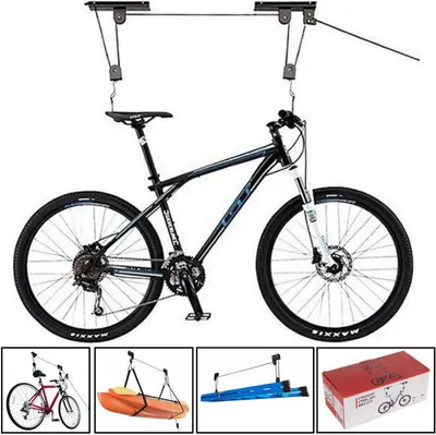 Produktbild von Fahrradliftdecke - Doppelradlift Aufhängungssystem mit Riemenscheibe - Mit 2 Aufhängehaken - Fahrradliftaufhängungssystem - Deckenrad- / Fahrradlift - Fahrradaufzug Universal - Decopatent