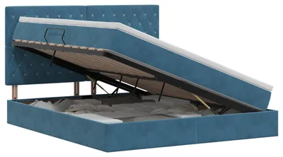 Obrázek produktu pro vidaXL Úložná postel s matrací tmavě modrá 140 x 200 cm sametová