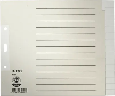 Produktbild von Leitz Register Blanko, Papier, Leerer Registerindex, Papier, Grau, 100 g/m², 240 mm, 200 mm