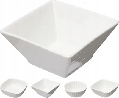 Produktbild von Set mit 6 weißen Keramikschälchen für Snacks und Dips, verschiedene Muster, 125 ml