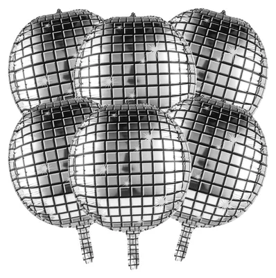 Produktbild von 6 Stück Discokugel Luftballons, Silber Metallic Spiegel Disco-Luftballons 56 x 40 cm Groß 4D Disco-Folienballon für Disco Tanz Fever Party Thema Geburtstag Party Dekoration und Zubehör