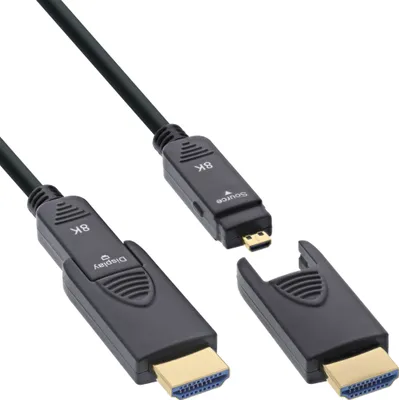 Image de InLine® Câble HDMI AOC, Ultra High Speed HDMI, 8K4K, prise détachable, 30m