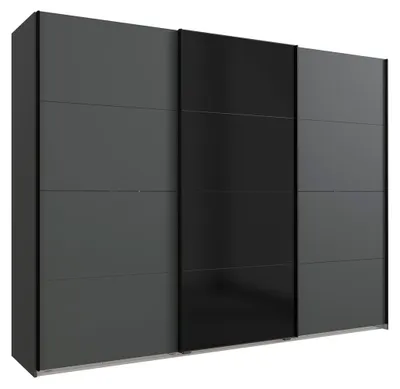 Produktbild von Schwebetürenschrank Barcelona Kleiderschrank 270x65x208cm graphit Glasschwarz