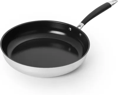 Imagen del producto de Sartén de 28 cm - Recubrimiento antiadherente cerámico - Acero inoxidable - Apta para inducción - Resistente al horno hasta 175 °C