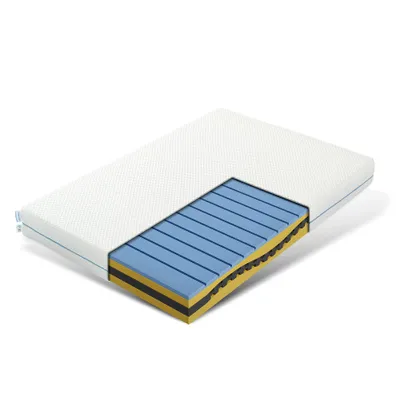 A cross-section of a mattress is shown against a white background.