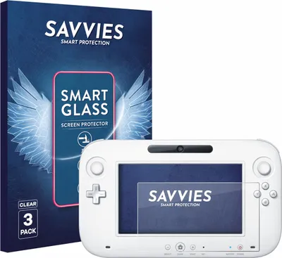 Produktbild von 3x Savvies Schutzglas Folie für Nintendo Wii U GamePad (Controller) 9H Panzer Schutzfolie Glas Displayschutz klar transparent