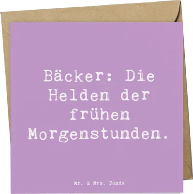 Produktbild von Mr. & Mrs. Panda Grußkarte Spruch Bäcker Helden - Lavendeltraum - Geschenk, Glückwunschkarte, Dankbarkeit für, Beruf, anlasskarte, faltkarte, Geschenke Berufstätige, Mehl