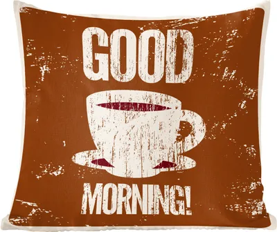Produktbild von MuchoWow® Zierkissen Sofakissen Wohnzimmer Dekokissen 60x60 cm Kaffee - Guten Morgen! - Retro - Sprichwörter - Zitate - Sitzfläche - Foto Polster