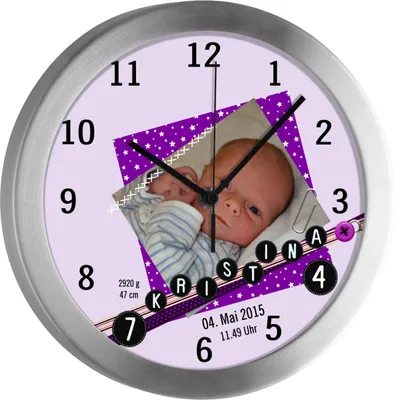 Produktbild von Kinderzimmer Funkwanduhr, Funkuhr Wanduhr Kinder, Scrapbooking lila 25 cm