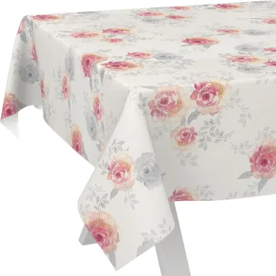 Produktbild von Tischdecke Floral Rosen Beige Rosa 2000x140cm Schnittkante Wachstuch abwaschbar