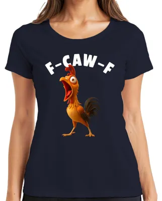 Immagine prodotto di F-CAW-F funny chicken cartoon rooster farm gift humour joke ladies t-shirt, Navy, XL