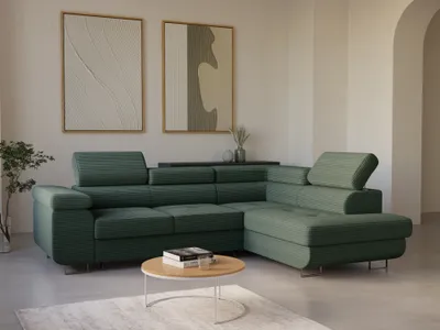 Produktbild von LetSit Ecksofa William L Poso Rechts Freistehendes Loungesofa Bequemes Ecksofa mit Schlaffunktion Schmutzabweisend Für Wohnzimmer Schlafzimmer Dunkelgrün