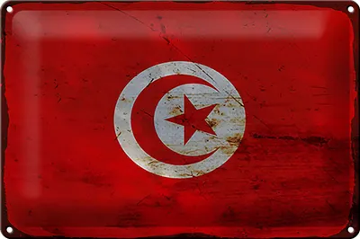 Produktbild von Blechschild Flagge Tunesien 30x20cm Flag of Tunisia Rost