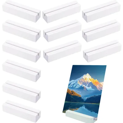 Productafbeelding van Houten kaartenhouders - Tafelkaarten- en menukaarthouders voor tafeldecoratie - 12 stuks - Wit