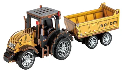 Image de 2Kids Toys : Puzzle en bois 3D, tracteur avec remorque