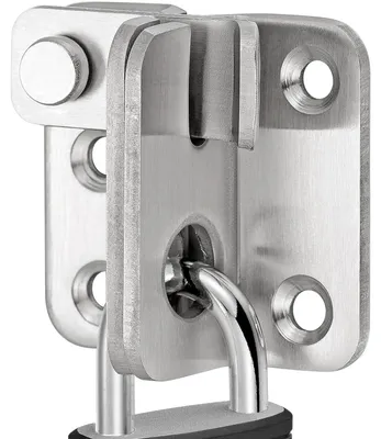 Produktbild von Türriegel aus Edelstahl, Schieberiegel, Sicherheitsschloss, Falle, links öffnend (silber, L: 52 x 62)