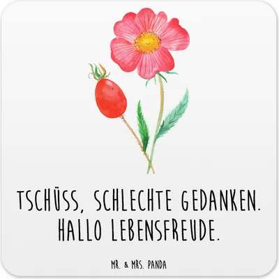 Produktbild von Mr. & Mrs. Panda Tassenuntersetzer Blume Hagebutte 15er Set - Weiß - Geschenk, Untersetzer Tassen, für Gläser, Garten, Coaster, Lebensfreude, Schlechte Gedanken