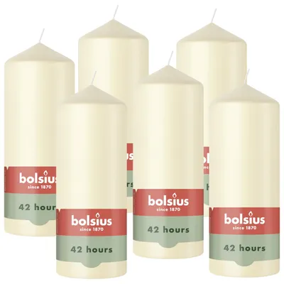 Produktbild von Bolsius - Glatte Stumpenkerze - Elfenbein - 15 cm - 6 Stück - Dekorative Kerzen
