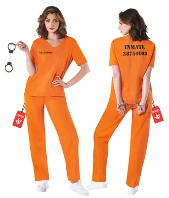Produktbild von Sträfling Kostüm Damen XL, Gefängnis Outfit Halloween, Fun Shack