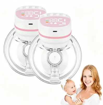 Produktbild von Tragbare Milchpumpe 2 Stück - 5 Modi & 15 Stufen, LED-Display, 180 ml Kapazität, 1000 mAh Akku, hands-free & leise