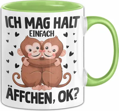 Produktbild von Ich Mag Halt Äffchen Mädchen Affe Tasse (Grün)