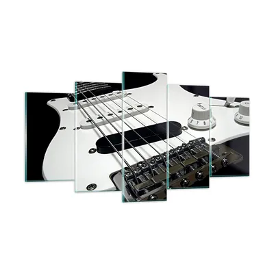 Produktbild von Bilder auf glas - E-Gitarre String Knopf - 160x85cm - Glasbilder - Wandbilder - Kunstdruck - zum Aufhängen bereit - Wanddekoration aus Glas - Glas Bilder - Wandbild auf Glas - 5 Teile - GEA160x85-0379