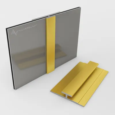Produktbild von 200cm Verbindungsprofil für 3mm Alu Verbundplatte Gold-Eloxiert